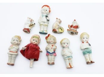 Lot Of 9 Antique Bisque Dolls - Frozen Charlotte Girls And Boys - One Boy Broken - Sold As Is