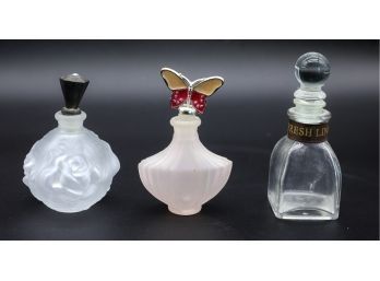 Lot Of 3 Assorted Glass Perfume Bottles