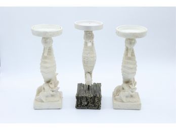 Lot Of 3 SeaHorse Candle Holders - Home Decor