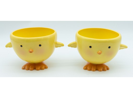A Pair Of Hallmark Ceramic Chick Bowls - East Decor