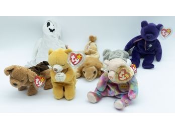 Lot Of 7 Beanie Babies - (4)Tags Protected - Includes Rare Princess Diana Bear