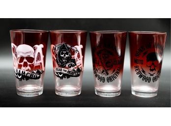 4 Sons Of Anarchy Pint Glasses - Collectible