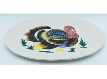 Huge Embossed Thanksgiving Turkey Platter, Vintage