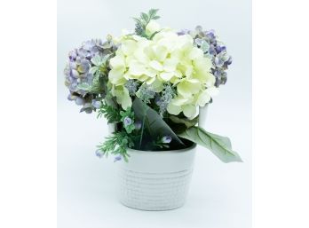 Ceramic Basket Planter W/ Faux Flower Arrangement - Home Decor