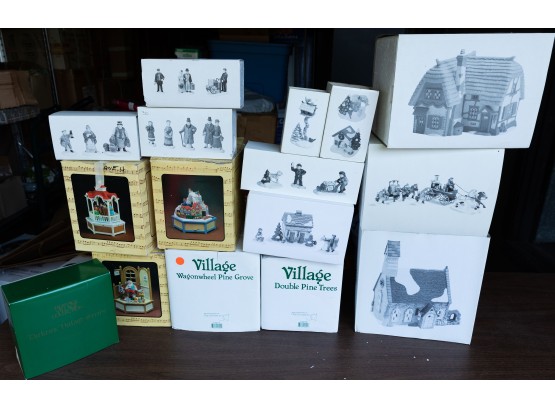 Lot Of 13 Heritage Village Collection Christmas Houses  &  2 Other Christmas Decorations