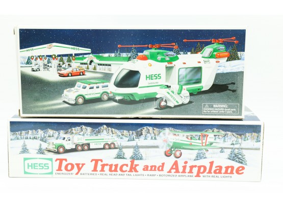 Lot Of 2 Hess Collectibles - Helicopter - Toy Truck And Airplanes - 2002 & 2001
