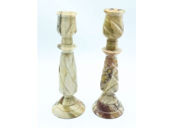 Pair Of Onyx Candle Stick Holders