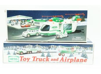 Lot Of 2 Hess Collectibles - Helicopter - Toy Truck And Airplanes - 2002 & 2001