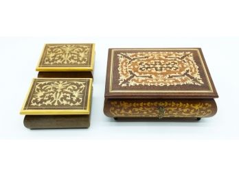 Lot Of 3 Vintage Wooden Trinket/jewelry Boxes