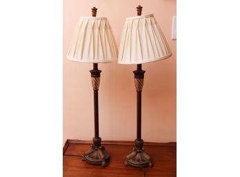 Pair Of Vintage Metal Table Lamps - Tested