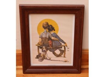 Norman Rockwell, Boy And Girl Gazing At The Moon - Framed Print