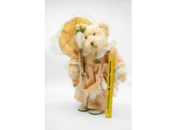 Victorian Style Teddy Bear Holding Umbrella