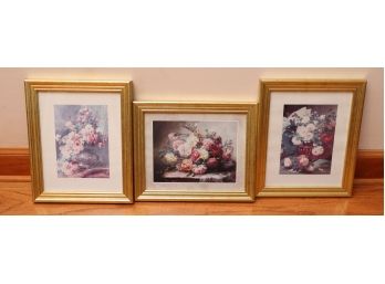 Lot Of 3 Framed  Floral Prints - Home Decor