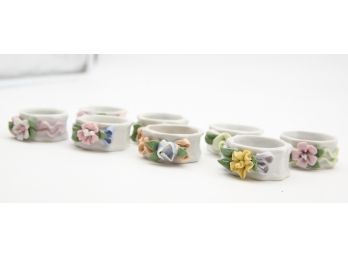 8 Floral Ceramic Napkin Holders