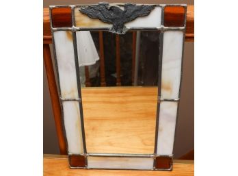 Stained Glass Mirror W/ Metal Bald Eagle