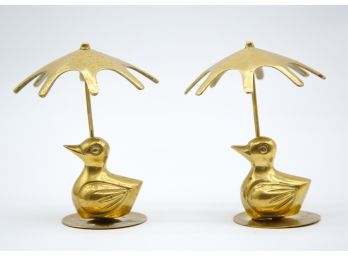 Paperweight Duck With Umbrella - Set Of 2