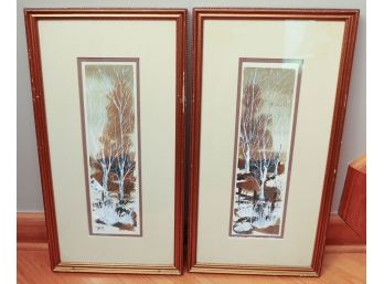 Pair Of Framed And Matted Winter Scenes - Signed Troy