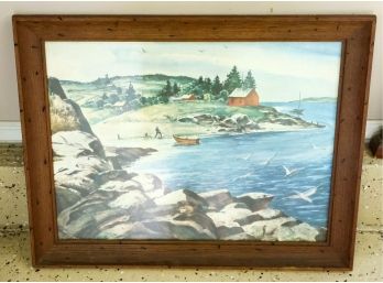 Inland Cove Lake And Cabin Landscape Framed Print By Henry Gasser