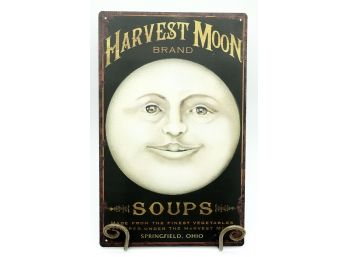 Vintage Harvest Moon Brand Soups Distressed Tin Metal Wall Art Sign