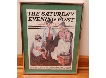 Framed Giclee Print 'Mending His Jacket' - The Saturday Evening Post