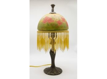 Floral Hand Painted Glass Beaded Accent Lamp