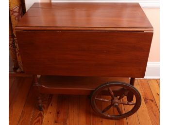 Vintage Wooden Tea Cart W/ Wood Tray Included