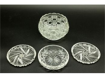 Lot Of Assorted Glass Candy Dishes & Coasters