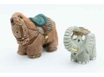 Horse And Elephant Figurine, Handcrafted In Brazil