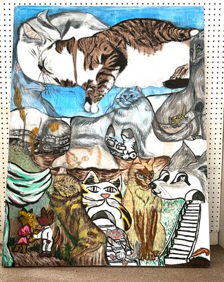 Whimsical Cat Painting