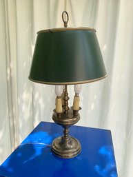 Green Bouillotle Brass Lamp