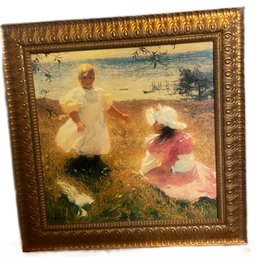 'The Sisters' 1899, Painting By Frank Weston Benson, Textured Print On Framed Canvas