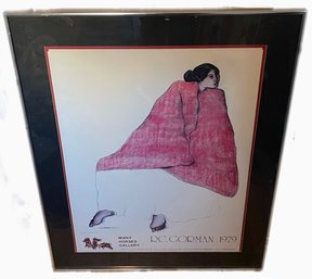 Pencil Signed RC Gorman, 1979 'Red Blanket'  Print From Many Horses Gallery