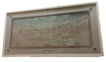 'Navajo Canyon' Watercolor Cast Relief Landscape Painting, Signed