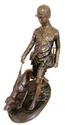 Style Of Charles Valton Elegant Hunting Man And His Dog Statue Sculpture