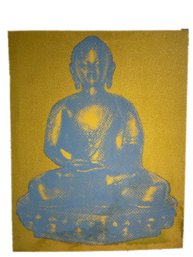 Vintage MCM '70s Buddha Canvas Art