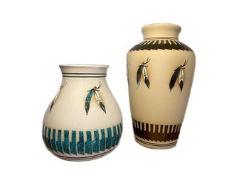 Lovely Pair Of Marilyn Wiley Signed Navajo Pottery Vases