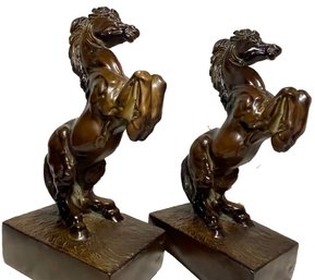 Bronze Rearing Horse Bookends By Alexsander Danel For Austin Sculpture