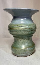 Signed Blue And Green Pottery Vase
