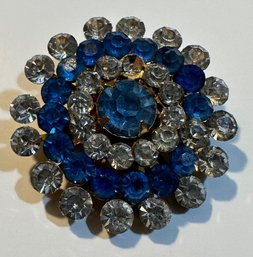 Vintage Saphire Blue Rhinestone Pin
