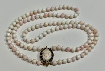 Double Strand Beaded Cameo Necklace
