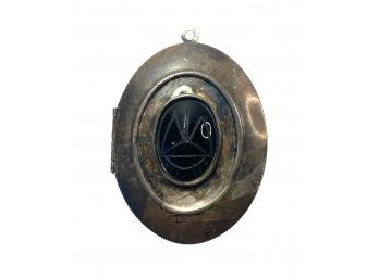 Kate Hines - Signed Large Locket Pendant With Black Scarab In Center