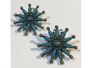 Starburst Earrings With Turquoise Stones