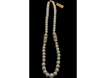 Marvella - Pearl Necklace With Gold Tone Accents