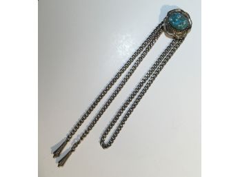 Vintage Western Tie Slide With Turquoise Color Stone