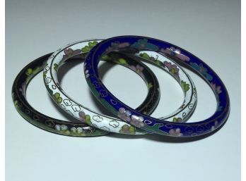 Bangles - 3' Diameter  Multi Colored Floral Enamel Bracelets