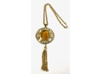 Vintage Amber Cameo Necklace