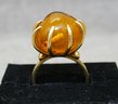 Amber Ring In 18k Gold Setting And Earring Set (122)
