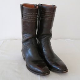 Lucchese San Antonio Handmade Black Stovepipe Calfskin Boots Men's Size 8D