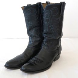 Western Boots Black With Blue Stitching