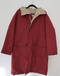 Calvin Klein Men's Reversable Long Coat With Hood Sz 38